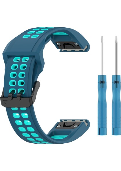Garmin Enduro / Fenix ​​7x / 7x Güneş / Coros Vertix 2 Silikon 2 Silikon Saat Bandı 26MM Çift Renkli Saat Kayışı Çift Delikli Tokalı-Mavi / Yeşil (Yurt Dışından)