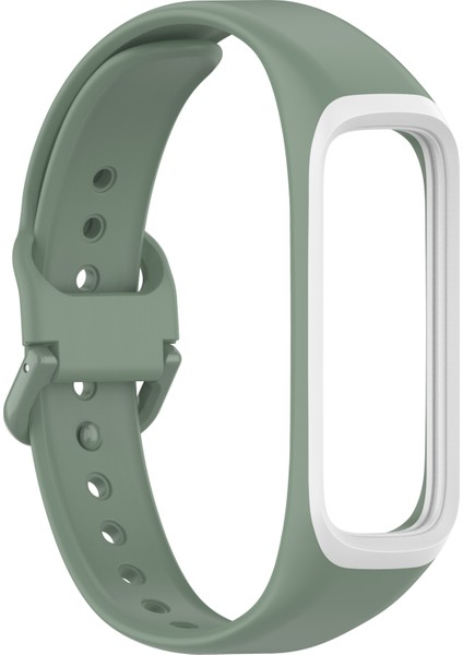 Samsung Galaxy Fit 2/SM-R220 Için Iki Renkli Silikon Watchme Bandı Yedek Kayışı-Yeşil/beyaz (Yurt Dışından)