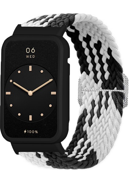 Xiaomi Mi Band 7 Pro Için Naylon Örgülü Elastik Saat Bandı Saat Kılıflı Yedek Bilek Kayışı - Siyah Beyaz / Siyah (Yurt Dışından) modelleri
