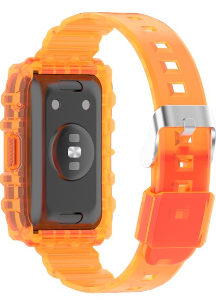 Huawei Watch Fit / Fit 2 / Fit Yeni Tek Boyut - Turuncu Için Şeffaf Tpu Entegre Akıllı Watchme Bandı Bilek Kayışı Çerçevesi (Yurt Dışından)