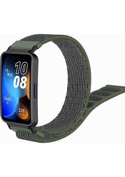 Huawei Band 8 Naylon Watch Band Ayarlanabilir Spor Döngüsü Nefes Alabilir Kayışı - Asker Yeşili (Yurt Dışından)