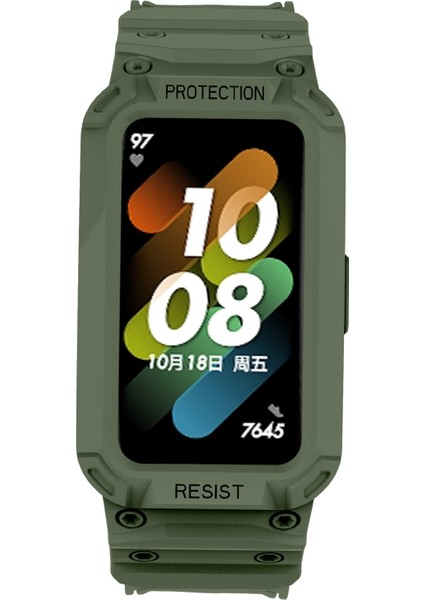 Honor Band 6/huawei Band 6/7 Yedek Tpu Watch Band Ayarlanabilir Bilek Kayışı + Saat Kılıfı - Asker Yeşili Için (Yurt Dışından) modelleri