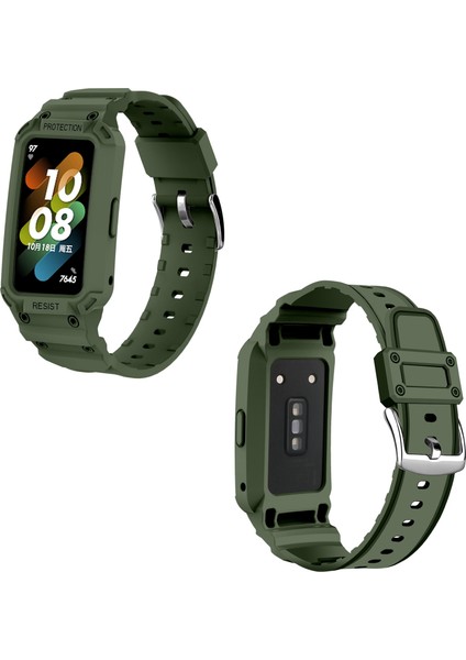 Honor Band 6/huawei Band 6/7 Yedek Tpu Watch Band Ayarlanabilir Bilek Kayışı + Saat Kılıfı - Asker Yeşili Için (Yurt Dışından) fırsatları