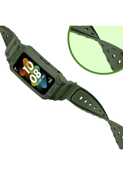 Honor Band 6/huawei Band 6/7 Yedek Tpu Watch Band Ayarlanabilir Bilek Kayışı + Saat Kılıfı - Asker Yeşili Için (Yurt Dışından) indirimleri