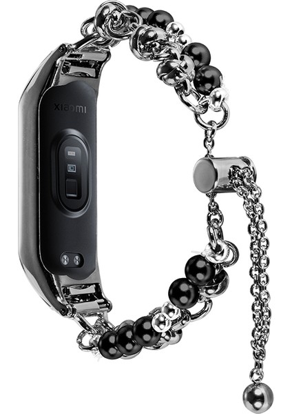 Xiaomi Mi Band 7 Inci Metal Watchme Bandı Kayan Ayarlanabilir Takı Bilek Kayışı Kadın - Siyah (Yurt Dışından)