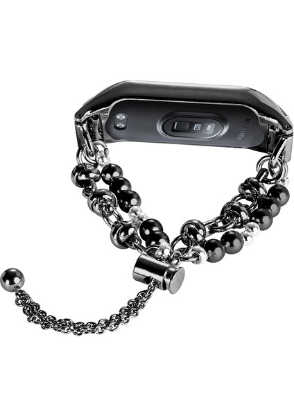 Xiaomi Mi Band 7 Inci Metal Watchme Bandı Kayan Ayarlanabilir Takı Bilek Kayışı Kadın - Siyah (Yurt Dışından)