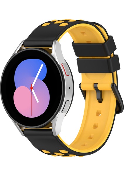 Samsung Huawei Huami Garmin Polar Universal Saat Kayış Silikon 22MM Çok Yuvarlak Delikli Saat Bandı - Siyah / Sarı (Yurt Dışından) modelleri