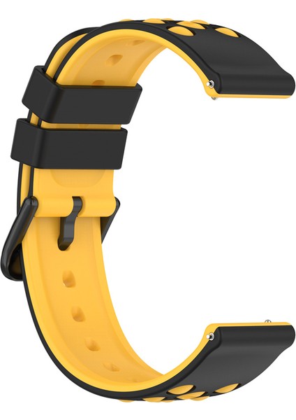 Samsung Huawei Huami Garmin Polar Universal Saat Kayış Silikon 22MM Çok Yuvarlak Delikli Saat Bandı - Siyah / Sarı (Yurt Dışından) fırsatları