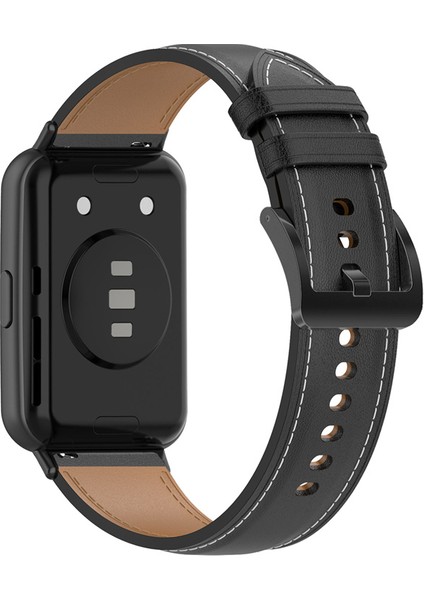 Huawei Watch Fit 2 Deri Akıllı Saat Kayışı Yedek Ayarlanabilir Bilek Bandı - Siyah (Yurt Dışından)