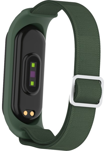 Xiaomi Mi Band 3/4/5/6 Için Elastik Naylon Akıllı Saat Kayışı Yedek Saat Bandı - Asker Yeşili (Yurt Dışından)