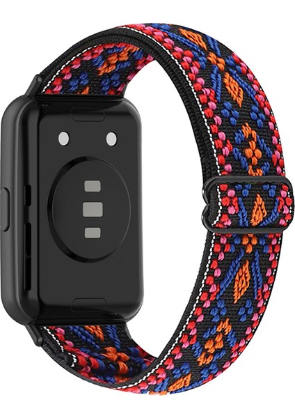 Huawei Watch Fit 2 Akıllı Saat Bandı Yedek Etnik Tarzı Nefes Alabilir Naylon Bilek Kayışı - Pembe / Turuncu (Yurt Dışından)