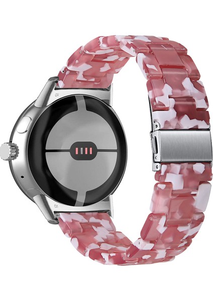 Google Pixel Saat Slim Light Reçine Band Paslanmaz Çelik Tokalı Sport Strap Bileziği - Kırmızı Beyaz Karışım (Yurt Dışından)