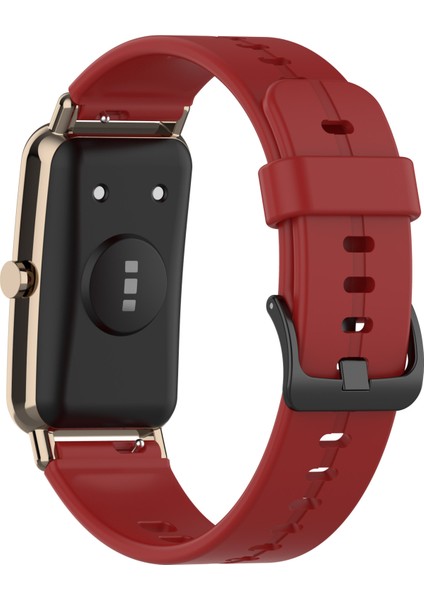 Su Geçirmez Yumuşak Düz Renkli Silikon Saat Kayış Bileği Huawei Için Tokalı ile Fit Mini - Mercan Kırmızısı (Yurt Dışından)