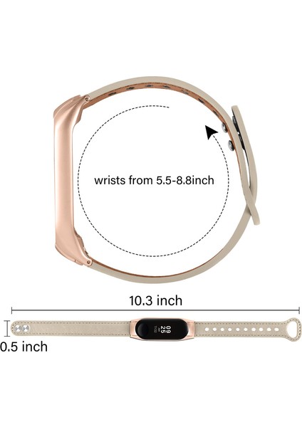Xiaomi Mi Band 5/6 Akıllı Saat Üst Kat Üst Kat Inek Kılıf Strap Yedek Bilek Bandı Çift Perçin Gül Altın Watchme Kılıfı - Fildişi Beyaz (Yurt Dışından) indirimleri