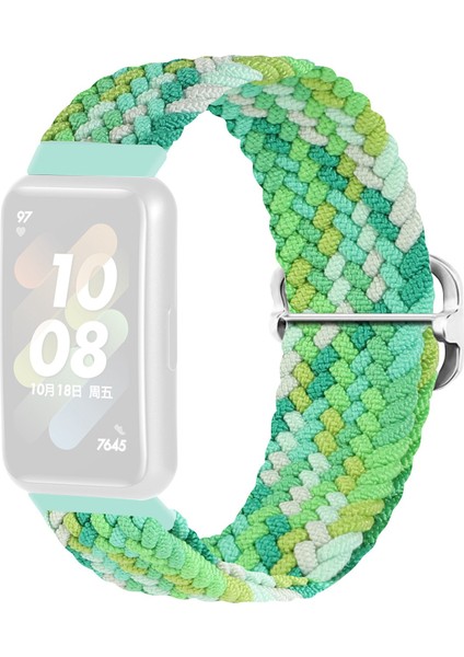 Huawei Band 7 Örgülü Watch Band Yedek Bilek Kayışı Ayarlanabilir Tokalı - Coloful Green (Yurt Dışından)