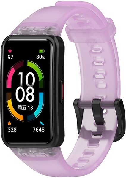 Huawei Band 6 / Honor Band 6 Için Şeffaf Su Geçirmez Tpu Yedek Kayış Saat Bantları - Şeffaf Mor (Yurt Dışından) fiyatları
