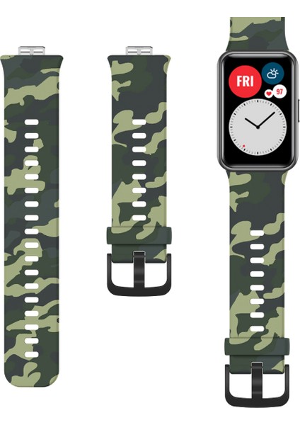 Desen Baskı Silikon Watchme Bandı Kayışı Huawei Için Fit - Kamuflaj Için (Yurt Dışından) fiyatları