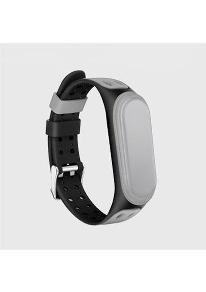 Xiaomi Mi Band 5/6/7 Için Iki Renkli Silikon Saat Bandı Yedek Kayışı - Siyah/gri (Yurt Dışından)