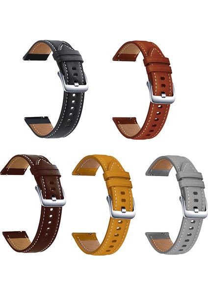 Samsung Galaxy Watch 3 41MM / Huawei Saat Gt 2 42MM Deri Watchme Strap 20MM Gümüş Tokalı Bilek Bandı - Kahve (Yurt Dışından) fırsatları