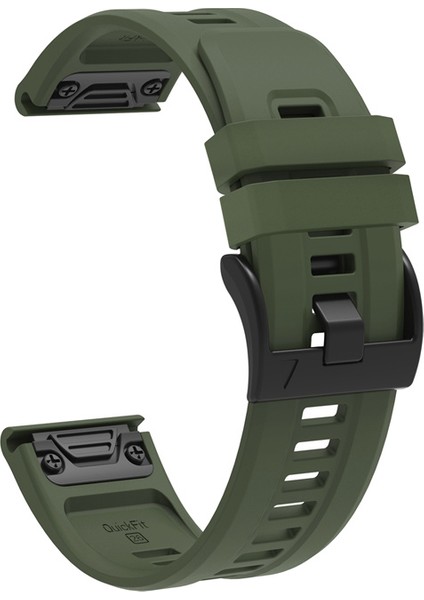 Garmin Fenix ​​7x Silikon Saat Band 26MM Metal Toka Kayışı - Asker Yeşili (Yurt Dışından)
