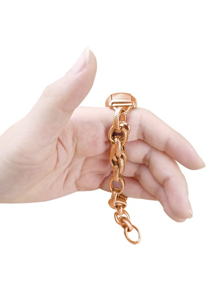 Xiaomi Mi Band 3/4 Akıllı Saat Band Kovboy Zinciri Metal Bilezik Out Dalga Bilek Kayışı - Gül Altın (Yurt Dışından) modelleri