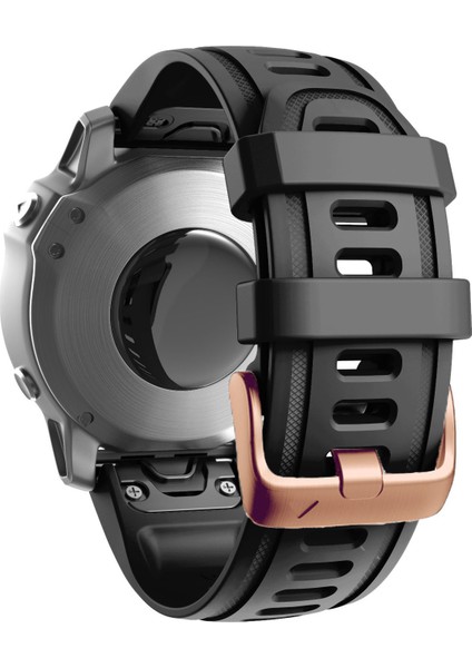 Garmin Fenix ​​7s / 6s Pro / 5s Için Saat Bando / 5s Plus / Instinct 2s 20MM Silikon Yedek Kayışı Gül Altın Tokalı - Siyah (Yurt Dışından)