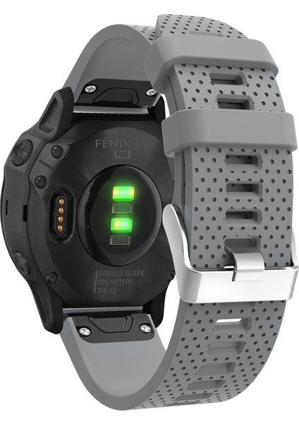 Garmin Fenix ​​7s/6s/6s Pro/5s/5s Için Gümüş Tokalı Şık Silikon Spor Saat Band Kayışı (Yurt Dışından)