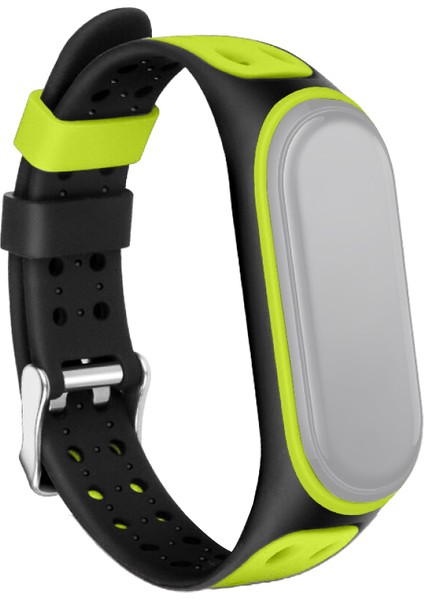 Xiaomi Mi Band 5/6/7 Için Iki Renkli Silikon Saat Bandı Yedek Kayışı - Siyah/yeşil (Yurt Dışından)