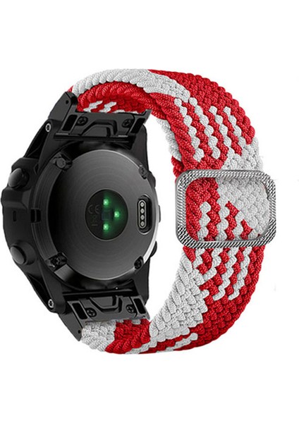 Garmin Fenix ​​7x / Fenix ​​3/3 Saat Naylon Watch Band Akıllı Bilezik 26MM Tokalı Ayarlanabilir Kayış - Kırmızı / Beyaz (Yurt Dışından)