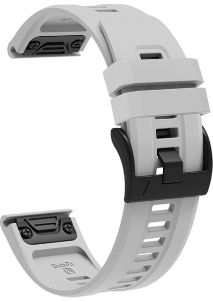 Garmin Fenix ​​7x Silikon Saat Band 26MM Metal Toka Kayışı - Gray (Yurt Dışından)