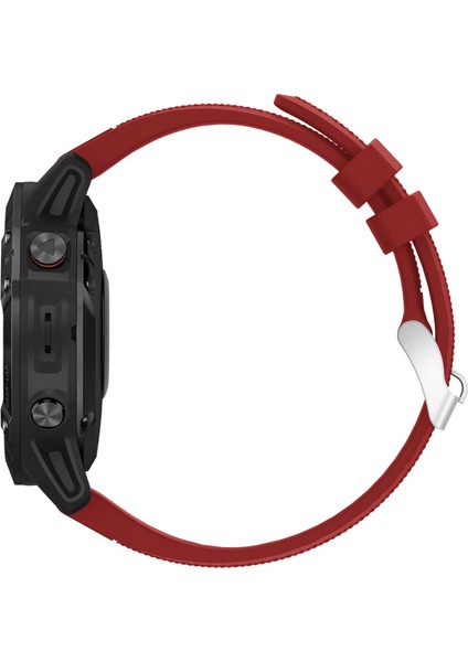 Garmin Fenix ​​7x/6x Safir Gps/6x Pro/6x Gps/5x Gps/5x Artı Silikon Spor Saat Band Gümüş Tokalı Ayarlanabilir Saat Kayışı - Kırmızı (Yurt Dışından) modelleri