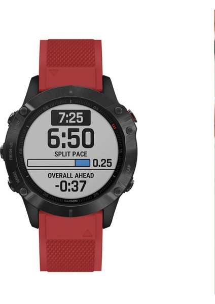 Garmin Fenix ​​7x/6x Safir Gps/6x Pro/6x Gps/5x Gps/5x Artı Silikon Spor Saat Band Gümüş Tokalı Ayarlanabilir Saat Kayışı - Kırmızı (Yurt Dışından) indirimleri