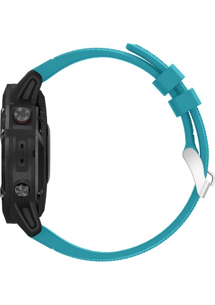 Garmin Fenix ​​7x/6x Safir Gps/6x Pro/6x Gps/5x Gps/5x Artı Silikon Spor Saat Band Gümüş Toka ile Ayarlanabilir Saat Kayışı - Gökyüze Mavi (Yurt Dışından) modelleri
