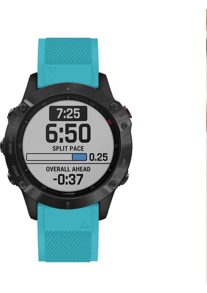 Garmin Fenix ​​7x/6x Safir Gps/6x Pro/6x Gps/5x Gps/5x Artı Silikon Spor Saat Band Gümüş Toka ile Ayarlanabilir Saat Kayışı - Gökyüze Mavi (Yurt Dışından) indirimleri