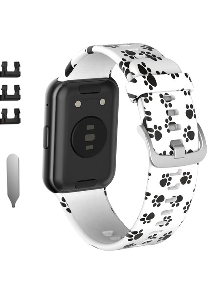 Desen Baskı Silikon Watchme Bandı Kayışı Huawei Watch Fit Için - Köpek S Pençe (Yurt Dışından)