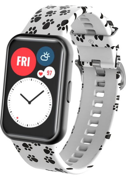 Desen Baskı Silikon Watchme Bandı Kayışı Huawei Watch Fit Için - Köpek S Pençe (Yurt Dışından) modelleri