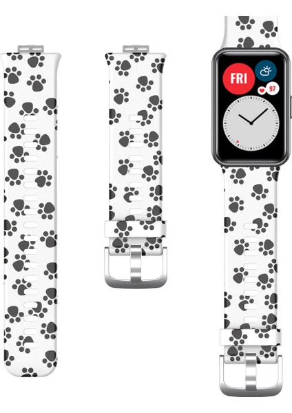 Desen Baskı Silikon Watchme Bandı Kayışı Huawei Watch Fit Için - Köpek S Pençe (Yurt Dışından) fırsatları