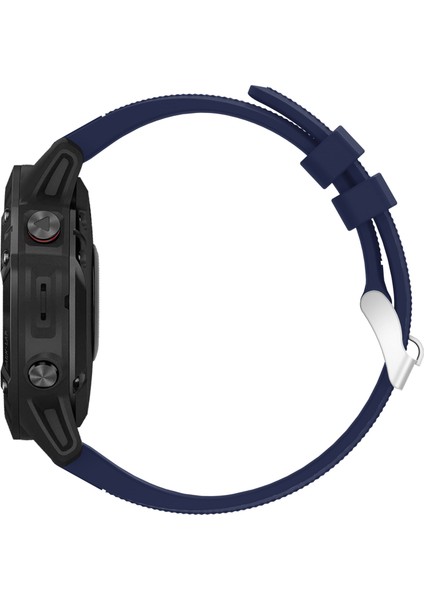 Garmin Fenix ​​7x/6x Safir Gps/6x Pro/6x Gps/5x Gps/5x Artı Silikon Spor Saat Band Gümüş Tokalı Ayarlanabilir Saat Kayışı - Koyu Mavi (Yurt Dışından) modelleri