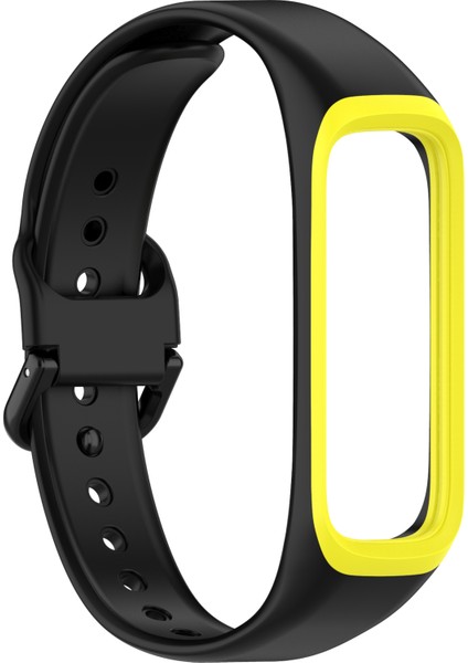 Samsung Galaxy Fit 2/SM-R220 Için Iki Renkli Silikon Watchme Bandı Yedek Kayışı-Siyah/sarı (Yurt Dışından)