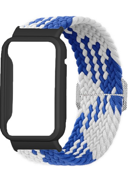 Xiaomi Mi Band 7 Pro Için Naylon Örgülü Elastik Saat Bandı Saat Kılıflı Yedek Bilek Kayışı - Mavi Beyaz / Siyah (Yurt Dışından) fiyatları