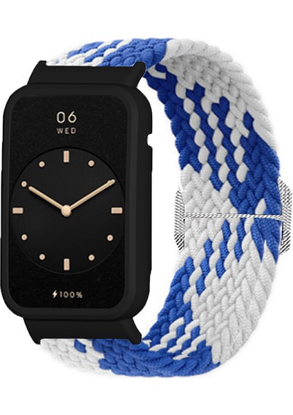 Xiaomi Mi Band 7 Pro Için Naylon Örgülü Elastik Saat Bandı Saat Kılıflı Yedek Bilek Kayışı - Mavi Beyaz / Siyah (Yurt Dışından) modelleri