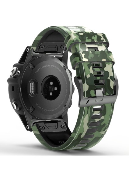Garmin Descent Için G1 / Instinct 2 / Epix Gen2 Baskılı Desen Saat Band Yumuşak Silikon Yedek Spor Kayışı - Kamuflaj Yeşil (Yurt Dışından)