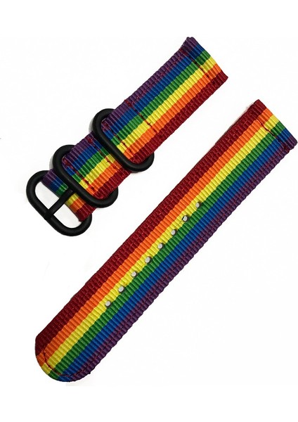 Garmin Forerunner Için 255S / Venu 2s / Xiaomi Mi Saat Yedek Kayış 18MM Naylon Saat Bandı Yuvarlak Tokalı - Rainbow (Yurt Dışından)