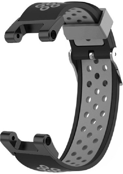 Huami Amazffit T-Rex / T-Rex Pro / Ares Için Çift Renkli 22MM Saat Bandı Silikon Saat Kayışı Yedek Saat Bandı Çok Delikli Tasarımlı-Siyah / Gri (Yurt Dışından)