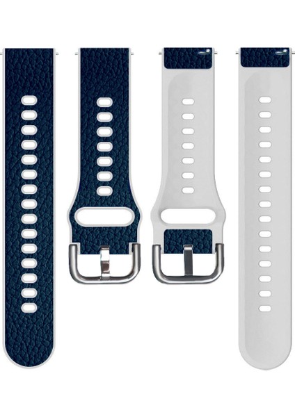 22MM Litchi Doku Pu Deri Kaplamalı Tpu Saat Bandı Ayarlanabilir Çoklu Delikler Huawei Için Kayışı Gt3 46MM/GT Runner - Mavi (Yurt Dışından)