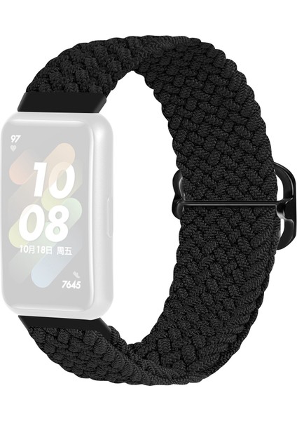 Huawei Band 7 Örgülü Watch Band Yedek Bilek Kayışı Ayarlanabilir Tokalı - Siyah (Yurt Dışından)