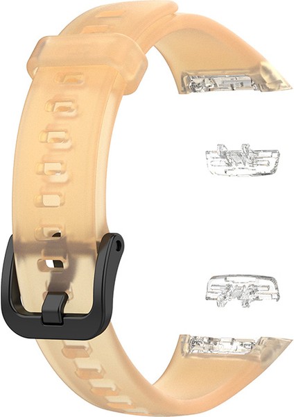 Huawei Band 6 / Honor Band 6 Için Şeffaf Su Geçirmez Tpu Yedek Kayış Saat Bantları - Şeffaf Turuncu (Yurt Dışından)