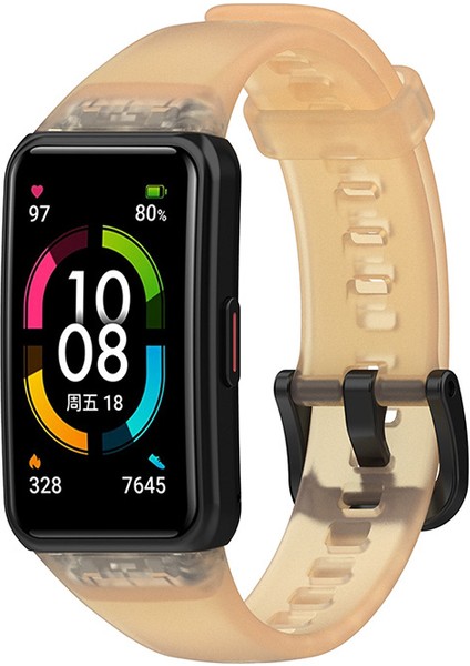 Huawei Band 6 / Honor Band 6 Için Şeffaf Su Geçirmez Tpu Yedek Kayış Saat Bantları - Şeffaf Turuncu (Yurt Dışından) fiyatları