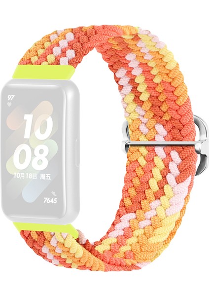 Huawei Band 7 Örgülü Watch Band Yedek Bilek Kayışı Ayarlanabilir Tokalı - Coloful Orange (Yurt Dışından)