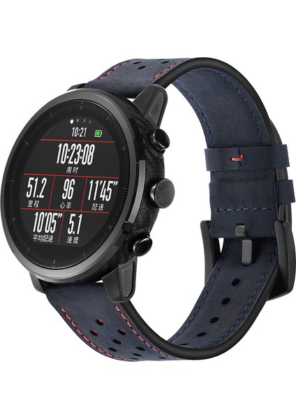 Huawei Watch 2/1 Için 22MM Deri Kaplamalı Akıllı Watchme Kayışı - Mavi (Yurt Dışından)